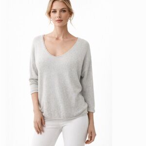 Addition Elle Women's cashmere  Soft Gray V-Neck Sweater